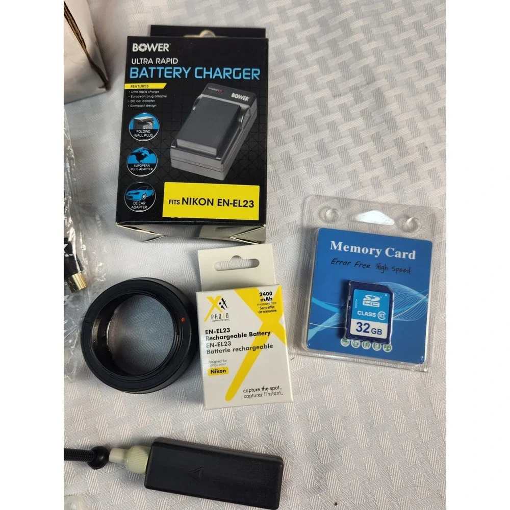 Nikon Accessories Lot New Charger, New Memory Card, New Battery, Plus Much More